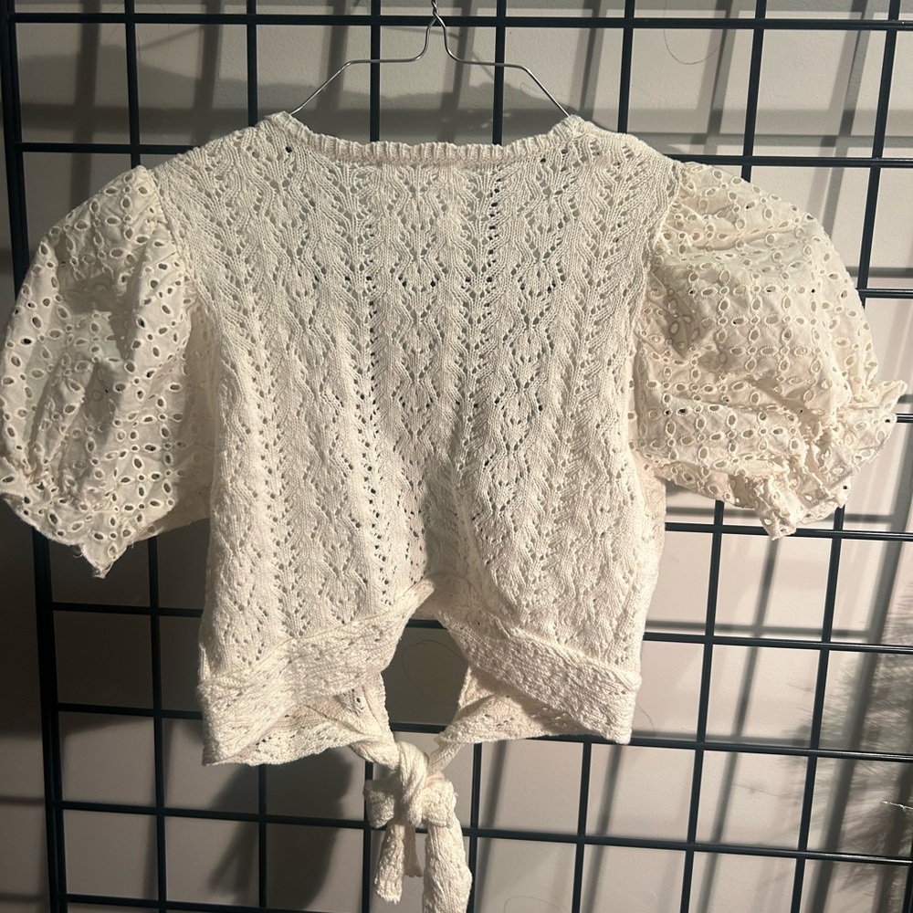 Zara Girl’s‎ Cream Eyelet Top - Picture 3 of 3